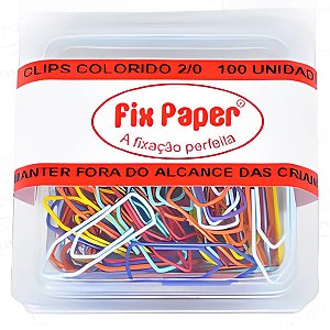 CLIPS GALVANIZADO COLORIDO 2/0 C/100 UN FIX PAPER