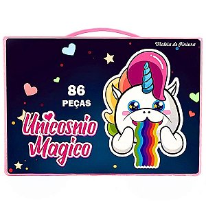 MALETA DE PINTURA 86 PEÇAS UNICORNIO