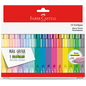 MARCA TEXTO GRIFPEN 15 CORES FABER CASTELL