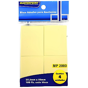 BLOCO ADESIVO 37,5X50 AMARELO 100FLS MASTERPRINT