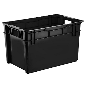 CAIXA ORGANIZADORA EMPILHAVEL PRETA 60L 813 INJEPLASTEC