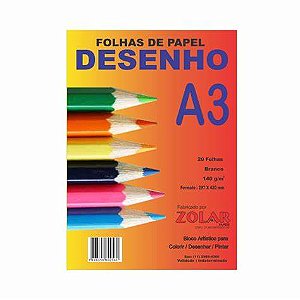 BLOCO DE DESENHO A3 140G C/20 FLS ZOLAR