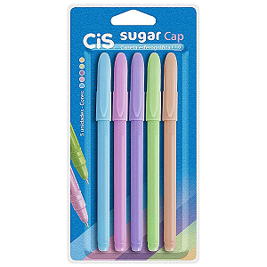 CANETA ESFEROGRAFICA SUGAR 1.0MM C/5 CIS