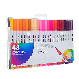 CANETA PONTA DUPLA BRANCA 48 CORES BF - 4031 JOJO