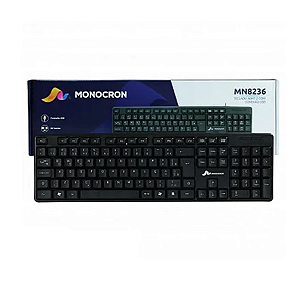 TECLADO COM FIO MN8236 107 TECLAS PRETO 1,5M MONOCRON