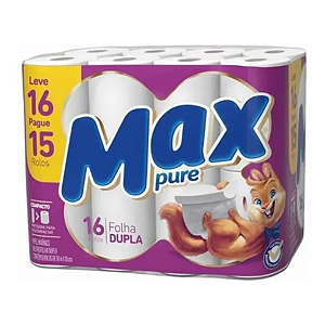 PAPEL HIGIENICO FOLHA DUPLA C/16 ROLOS 30M MAX PURE