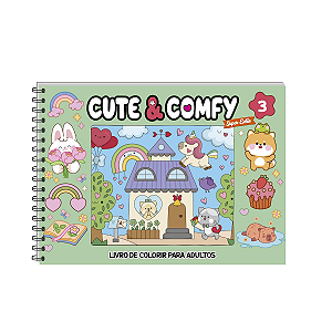 LIVRO DE COLORIR 50 FOLHAS VERDE CAPA DURA CUTE & COMFY