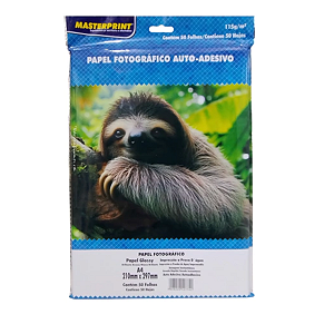 MP-PAPEL FOTO GLOSSY AUTO ADESIVO 115G/M² A4 C/50 FOLHAS MASTERPRINT