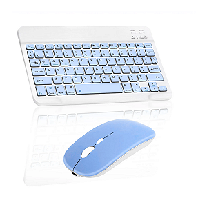KIT TECLADO+MOUSE S/FIO BLUETOOTH RECARREGAVEL AZUL