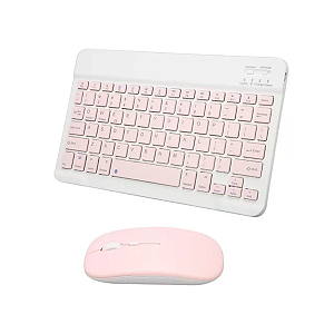 KIT TECLADO+MOUSE S/FIO BLUETOOTH RECARREGAVEL ROSA