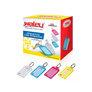 CHAVEIRO PLASTICO C/ ETIQUETA CORES SORTIDAS WALEU C/50