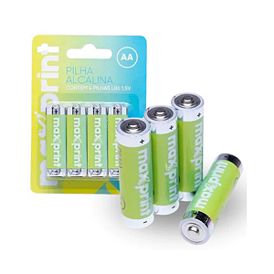 PILHA ALCALINA PEQUENA AA LR6 1,5V C/4 756343 MAXPRINT