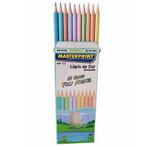 LAPIS DE COR 10 CORES TONS PASTEL RESINA MP-713 MASTERPRINT