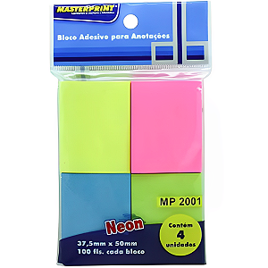 BLOCO ADESIVO 38X50 NEON 100FLS MASTERPRINT