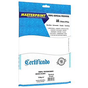 PAPEL VERGE 120G A4 BRANCO C/50 FOLHAS MASTERPRINT