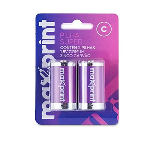 PILHA ALCALINA COMUM MÉDIA C MAXPRINT C/2
