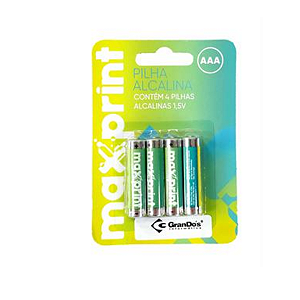 PILHA ALCALINA MAXPRINT AAA PALITO 1,5V BT C/4