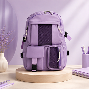 MOCHILA JUVENIL C/BOLSO ROXO ESCURO