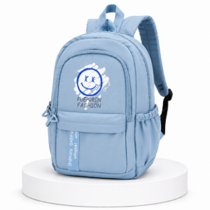 MOCHILA JUVENIL FASHION AZUL PASTEL