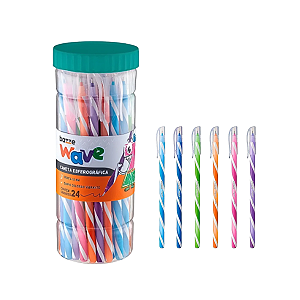 24 Canetas Esferográfica 1.0 Bazze Wave 6 Cores