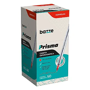 CANETA ESFEROGRAFICA PRISMA 1.0 VERMELHO CAIXA C/50 UN BAZZE