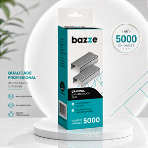 Grampo 26/6 Galvanizado Bazze 5000 Unidades Aço Reforçado para Grampeador Alta Resistência