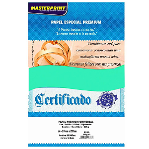 PAPEL DIPLOMATA / OPALINE A4 180G VERDE C/50 FOLHAS MATERPRINT
