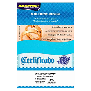 PAPEL DIPLOMATA / OPALINE A4 180G AZUL C/50 FOLHAS MATERPRINT