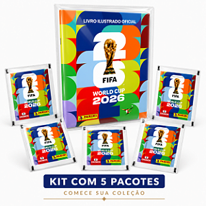 Álbum Copa 2026 Panini Oficial + Capa de Proteção + 5 Figurinhas Kit Colecionador FIFA World Cup 2026
