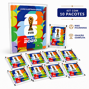 Álbum Copa 2026 Panini Oficial + Capa de Proteção + 10 Figurinhas Kit Colecionador FIFA World Cup 2026
