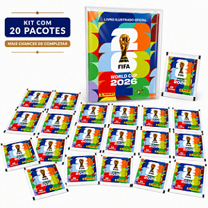 Álbum Copa 2026 Panini Oficial + Capa de Proteção + 20 Figurinhas Kit Colecionador FIFA World Cup 2026