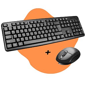 KIT TECLADO OFFICEEASY COM FIO USB2.0 PRETO MAXPRINT + MOUSE COM FIO USB