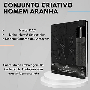 Caderno de Anotações Marvel Homem-Aranha com Acessório para Caneta Original