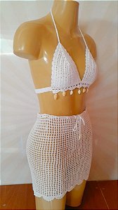 Conjunto saia  cropped top de crochê