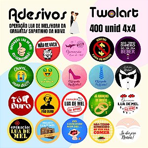 400 Adesivos 4x4cm Operação Lua de Mel Sortidos