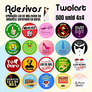 500 Adesivos 4x4cm Operação Lua de Mel Sortidos