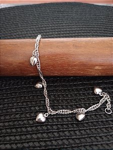 Pulseira Feminina aço  inox - Corações