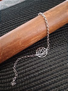 Pulseira Feminina aço inox - Flor de Lótus