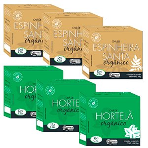 Kit 3x Espinheira Santa E 3cx Hortelã Orgânicos Campo Verde