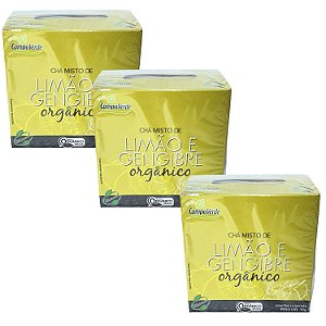 Chá Limão e Gengibre Orgânico Kit 3 Caixas Campo Verde
