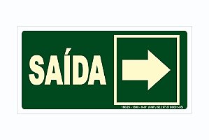 Placa Saída De Emergência Seta Direita Fotoluminescente - S24-D