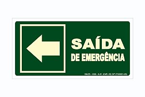 Placa Saída De Emergência Seta Esquerda Fotoluminescente