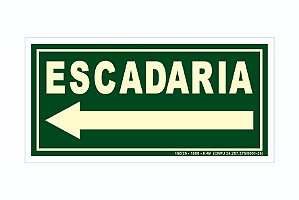 Placa Escadaria Seta Esquerda Fotoluminescente