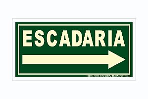 Placa Escadaria Seta Direita Fotoluminescente