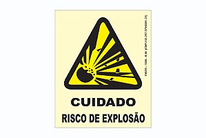 Placa Cuidado Risco de Explosão Fotoluminescente