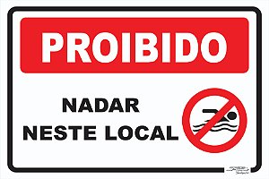 Placa Proibido Nadar Neste Local