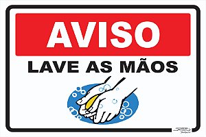 Placa Aviso Lave as Mãos