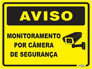 Placa Aviso Monitoramento por Câmera de Segurança