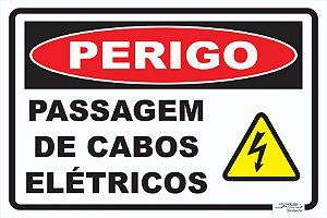 Placa Perigo Passagem de Cabos Elétricos