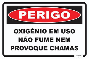 Placa Perigo Oxigênio Em Uso Não Fume Nem Provoque Chamas